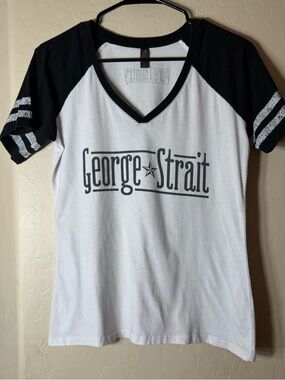 George Strait Pure Country Graphic Raglan V Neck Varsity Tee Country Western M